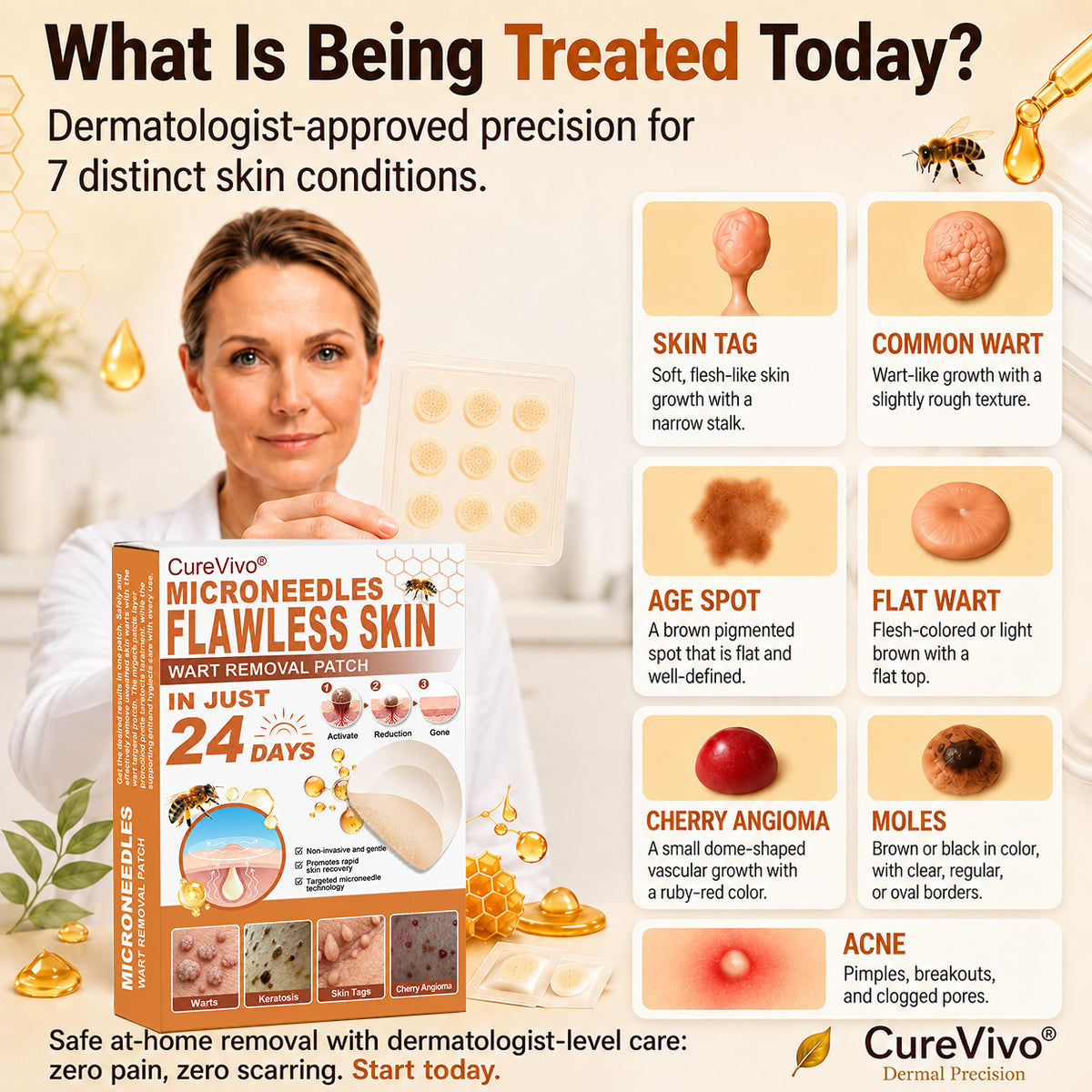 👩‍⚕️🎉 Official Flagship Store | CureVivo® 🐝 Microneedle Patch with Bee Venom (for warts, age spots, and blemishes)